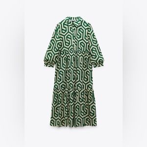 Zara Green Geometric Print Maxi